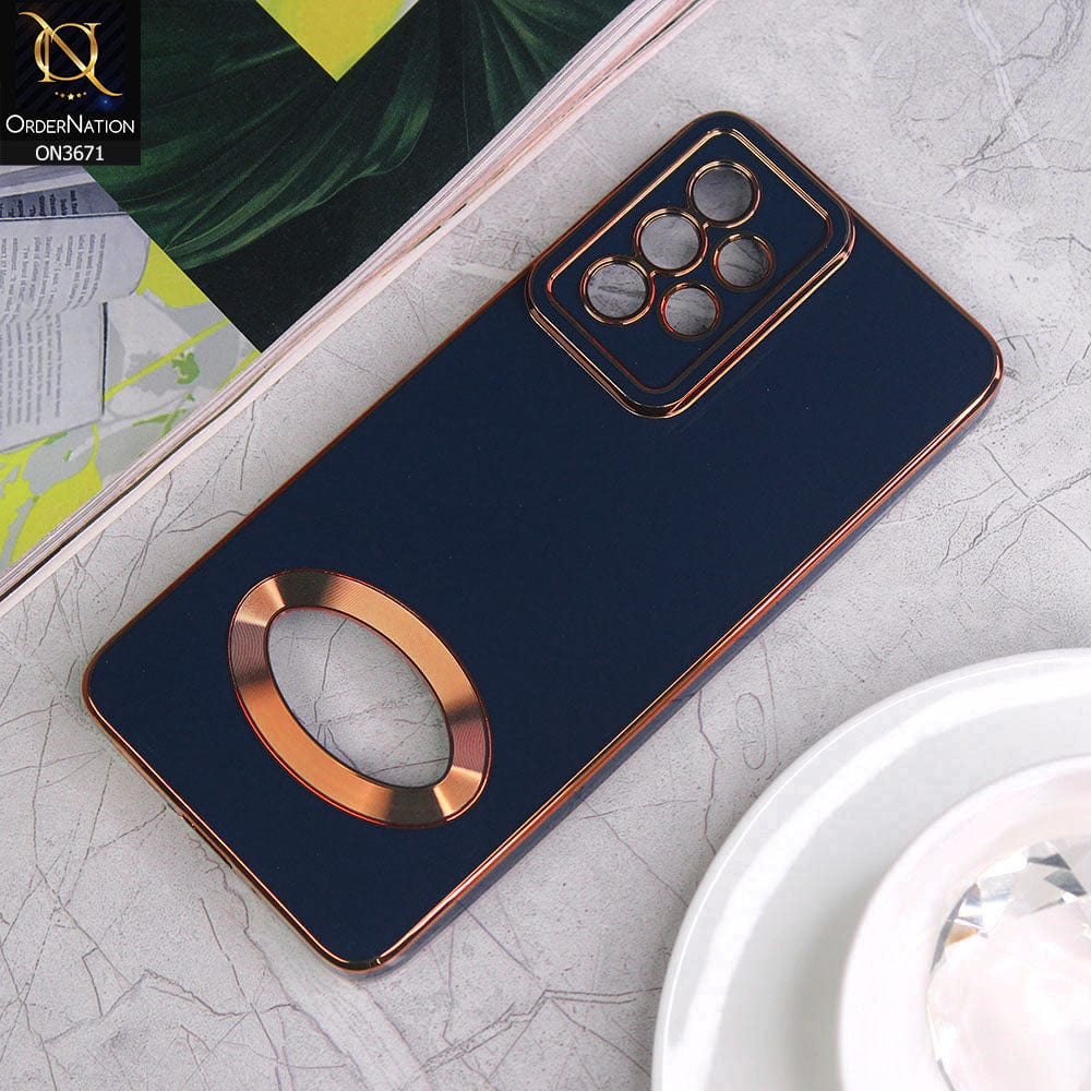 Samsung Galaxy A33 5G Cover - Blue - All New Electroplating Borders With Logo Hole Protective Soft Silicon Case