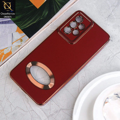 Samsung Galaxy A53 5G Cover - Maroon - All New Electroplating Borders With Logo Hole Protective Soft Silicon Case