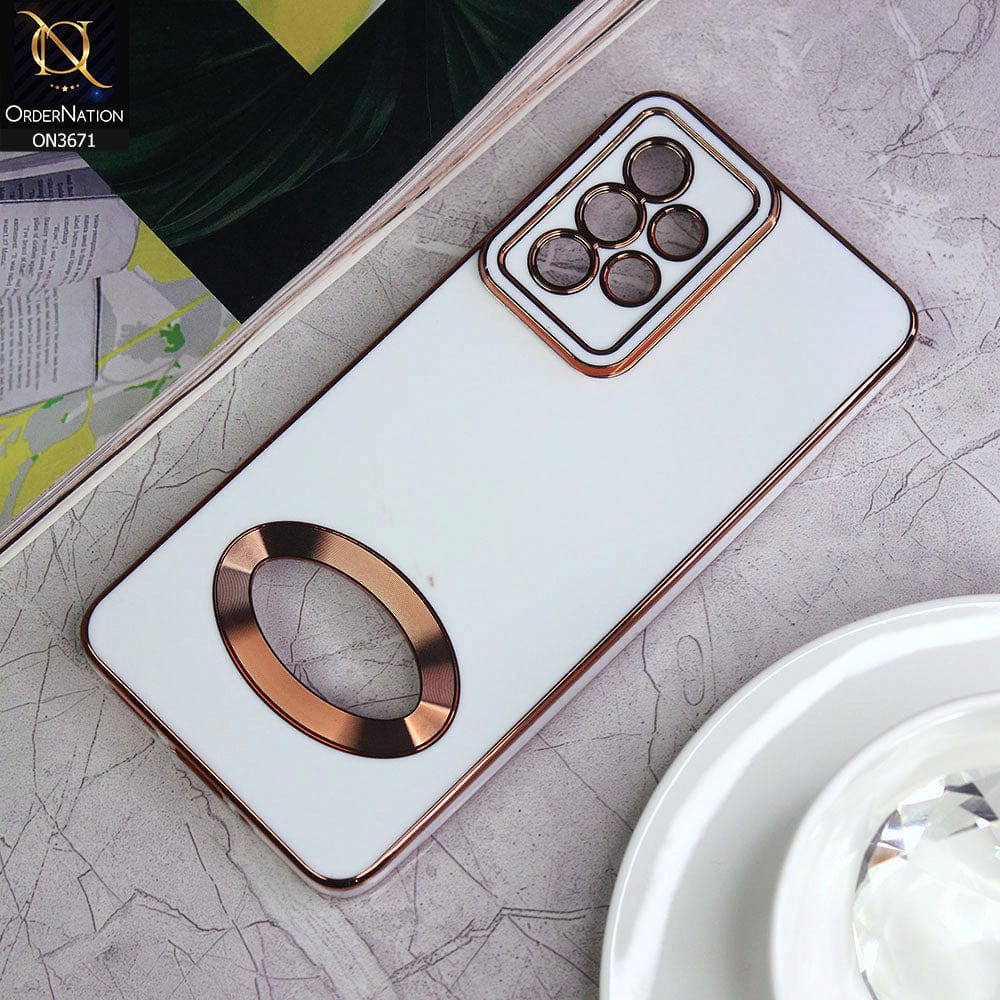 Samsung Galaxy A33 5G Cover - White - All New Electroplating Borders With Logo Hole Protective Soft Silicon Case