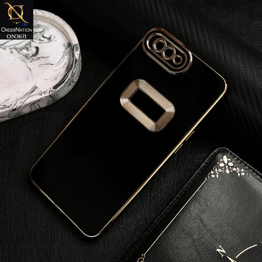 Oppo A12e Cover - Black -  All New Electroplating Borders With Logo Hole Protective Soft Silicon Case