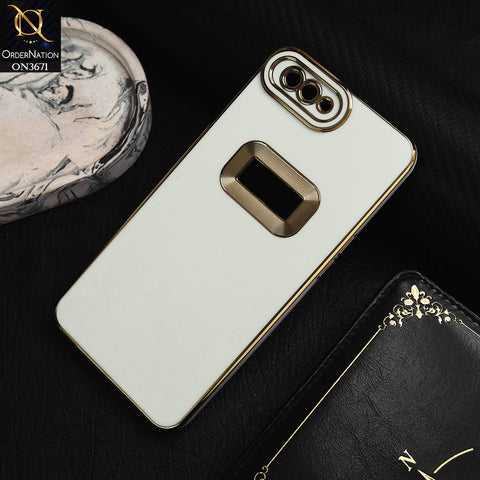 Oppo A3s Cover - White -  All New Electroplating Borders With Logo Hole Protective Soft Silicon Case