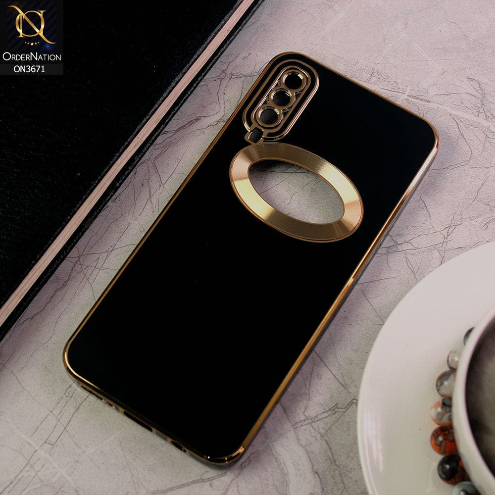 Samsung Galaxy A50s Cover - Black - All New Electroplating Borders With Logo Hole Protective Soft Silicon Case