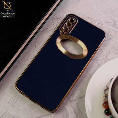 Samsung Galaxy A50s Cover - Blue - All New Electroplating Borders With Logo Hole Protective Soft Silicon Case