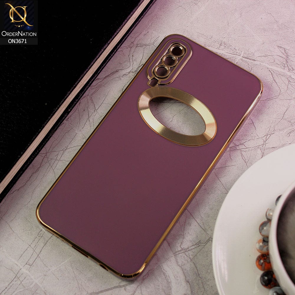 Samsung Galaxy A50s Cover - Mauve - All New Electroplating Borders With Logo Hole Protective Soft Silicon Case