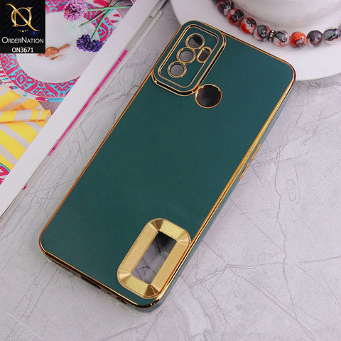 Oppo A53 Cover - Green - All New Electroplating Borders With Logo Hole Protective Soft Silicon Case