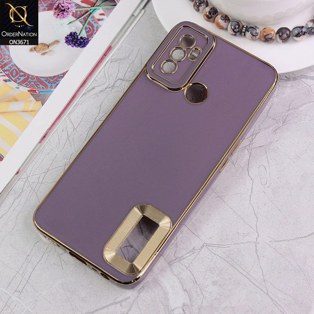 Oppo A53s Cover - Mauve - All New Electroplating Borders With Logo Hole Protective Soft Silicon Case