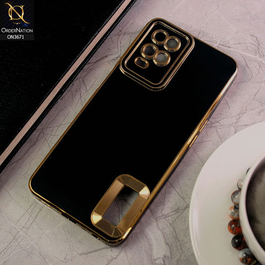 Oppo A16 Cover - Black - All New Electroplating Borders With Logo Hole Protective Soft Silicon Case