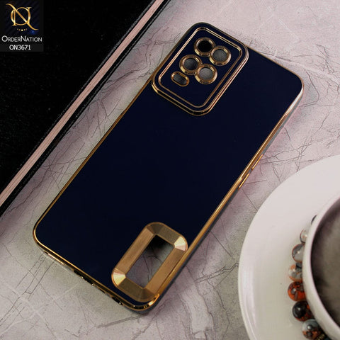Oppo A54 4G Cover - Blue - All New Electroplating Borders With Logo Hole Protective Soft Silicon Case