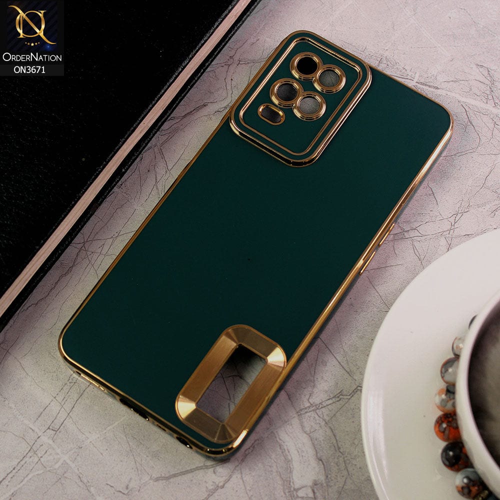 Oppo A16 Cover - Green - All New Electroplating Borders With Logo Hole Protective Soft Silicon Case