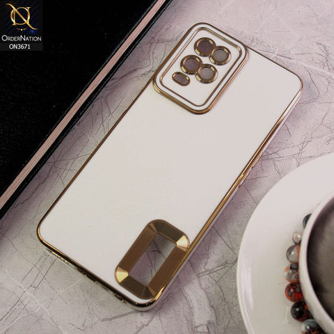 Oppo A54 4G Cover - White - All New Electroplating Borders With Logo Hole Protective Soft Silicon Case