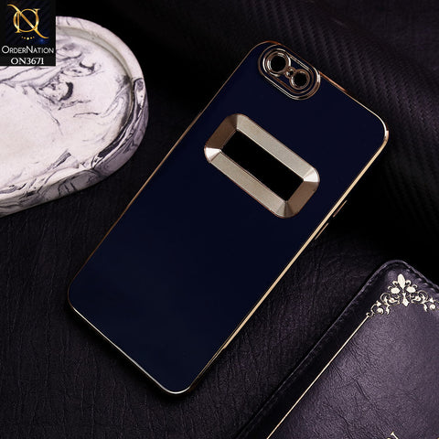Oppo A39 Cover - Blue -  All New Electroplating Borders With Logo Hole Protective Soft Silicon Case