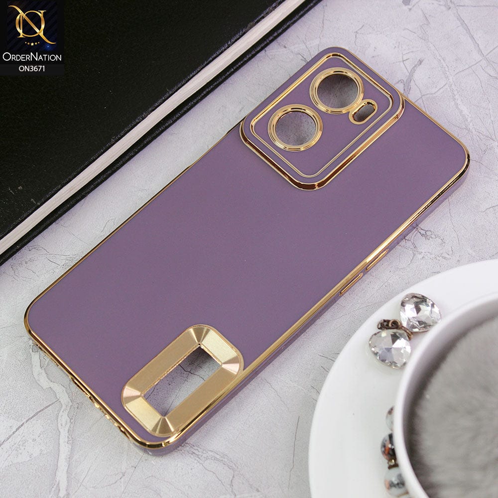 Oppo A57s Cover - Mauve -All New Electroplating Borders With Logo Hole Protective Soft Silicon Case