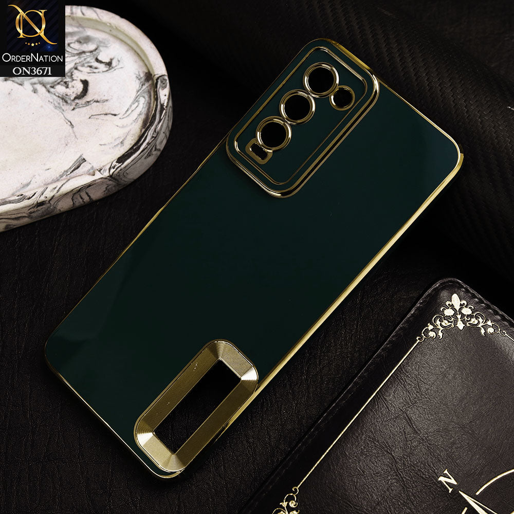 Tecno Camon 18P Cover - Green -  All New Electroplating Borders With Logo Hole Protective Soft Silicon Case