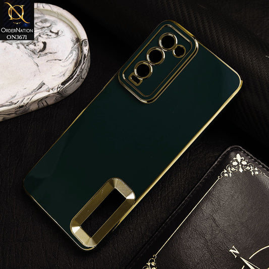 Tecno Camon 18T Cover - Green -  All New Electroplating Borders With Logo Hole Protective Soft Silicon Case