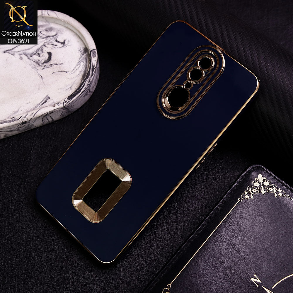 Oppo A9 / A9x Cover - Blue -  All New Electroplating Borders With Logo Hole Protective Soft Silicon Case