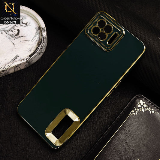 Oppo A73 Cover - Green -  All New Electroplating Borders With Logo Hole Protective Soft Silicon Case