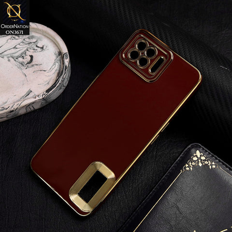 Oppo A73 Cover - Maroon -  All New Electroplating Borders With Logo Hole Protective Soft Silicon Case