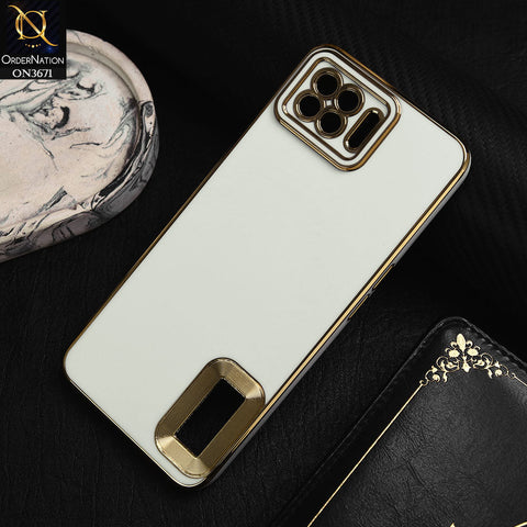 Oppo A73 Cover - White -  All New Electroplating Borders With Logo Hole Protective Soft Silicon Case
