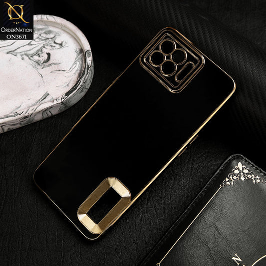 Oppo A93 Cover - Black -  All New Electroplating Borders With Logo Hole Protective Soft Silicon Case
