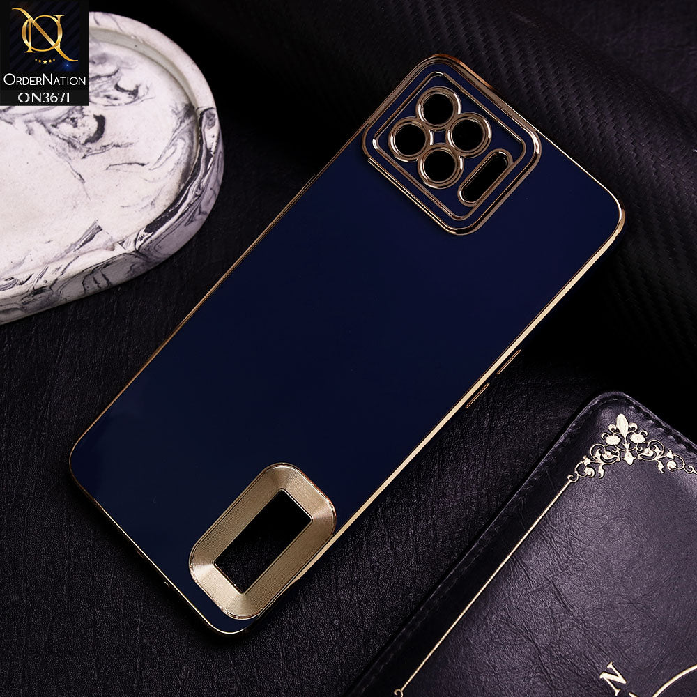 Oppo A93 Cover - Blue -  All New Electroplating Borders With Logo Hole Protective Soft Silicon Case