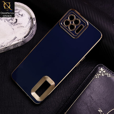 Oppo Reno 4F Cover - Blue -  All New Electroplating Borders With Logo Hole Protective Soft Silicon Case