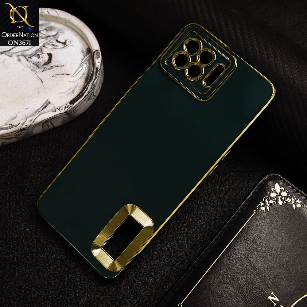 Oppo F17 Pro Cover - Green -  All New Electroplating Borders With Logo Hole Protective Soft Silicon Case