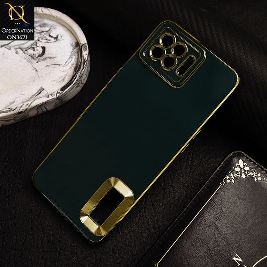 Oppo A93 Cover - Green -  All New Electroplating Borders With Logo Hole Protective Soft Silicon Case