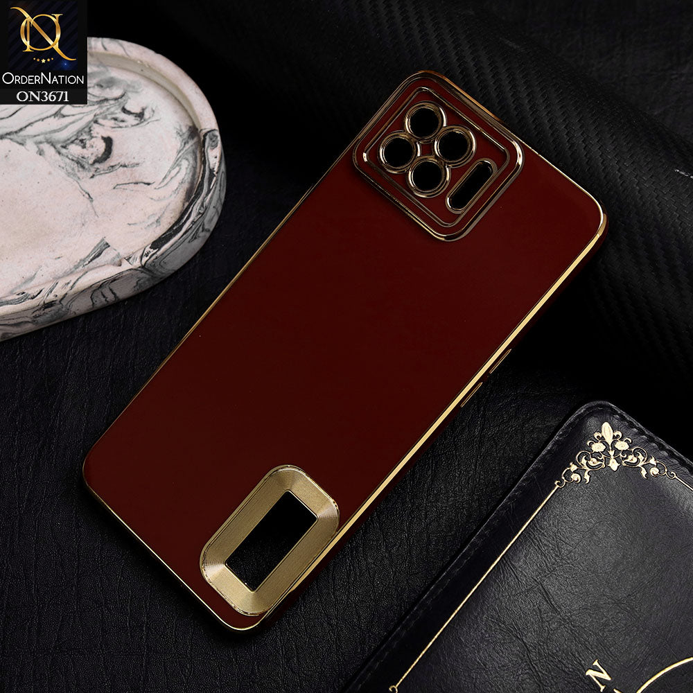 Oppo A93 Cover - Maroon -  All New Electroplating Borders With Logo Hole Protective Soft Silicon Case