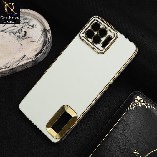 Oppo A93 Cover - White -  All New Electroplating Borders With Logo Hole Protective Soft Silicon Case