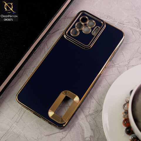 Oppo F19 Pro Cover - Blue - All New Electroplating Borders With Logo Hole Protective Soft Silicon Case