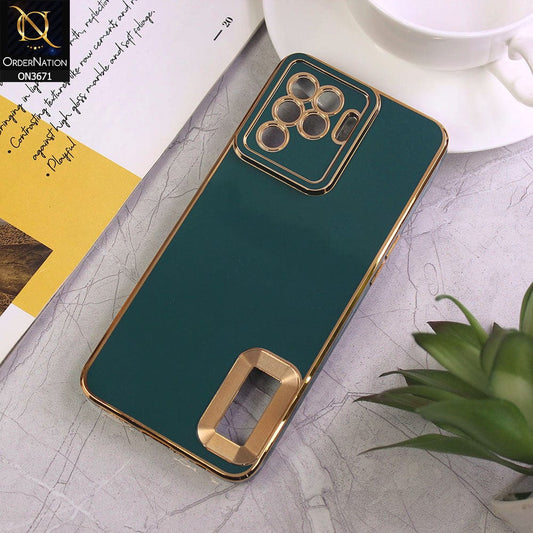 Oppo F19 Pro Cover - Green - All New Electroplating Borders With Logo Hole Protective Soft Silicon Case