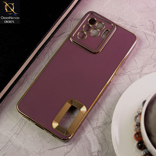 Oppo A94 Cover - Mauve - All New Electroplating Borders With Logo Hole Protective Soft Silicon Case
