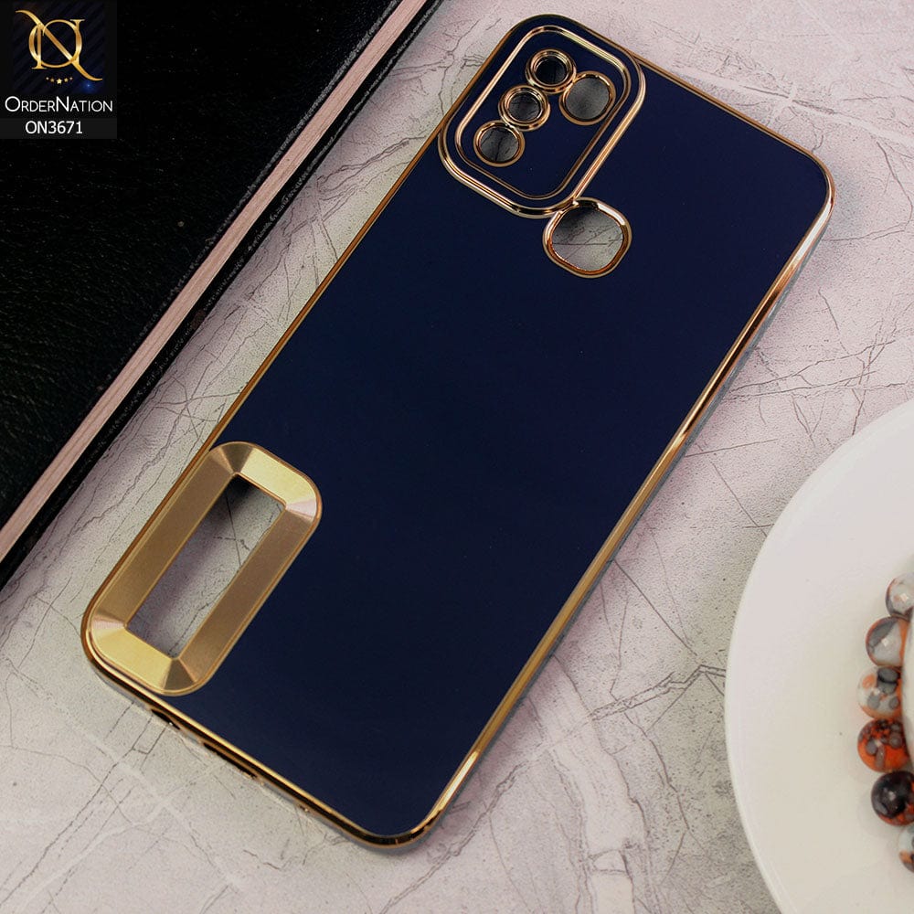 Infinix Hot 11 Play Cover - Blue - All New Electroplating Borders With Logo Hole Protective Soft Silicon Case