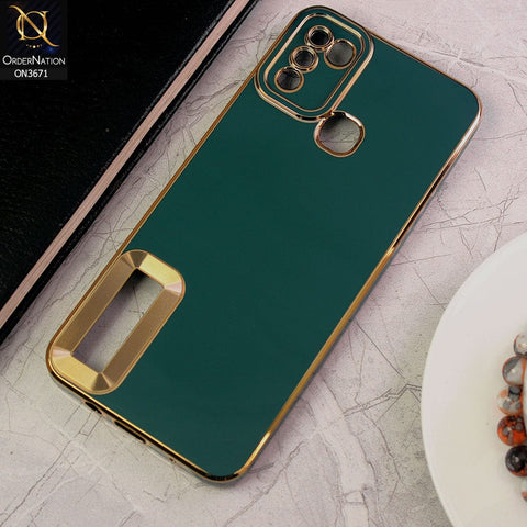 Infinix Hot 10 Play Cover - Green - All New Electroplating Borders With Logo Hole Protective Soft Silicon Case