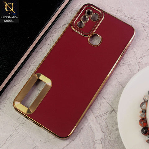 Infinix Hot 10 Play Cover - Maroon - All New Electroplating Borders With Logo Hole Protective Soft Silicon Case
