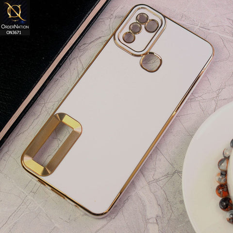 Infinix Hot 11 Play Cover - White - All New Electroplating Borders With Logo Hole Protective Soft Silicon Case