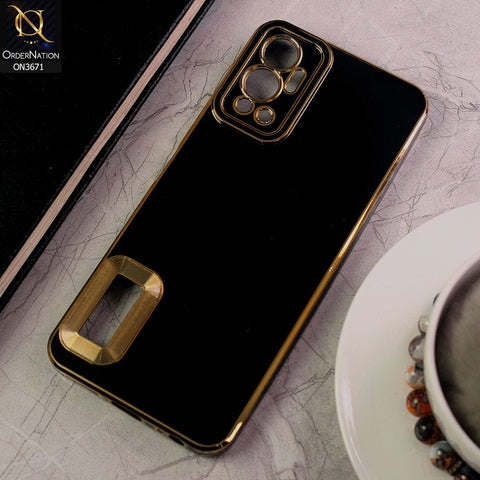 Infinix Hot 12 Cover - Black - All New Electroplating Borders With Logo Hole Protective Soft Silicon Case