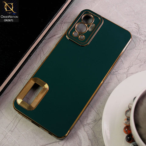 Infinix Hot 12 Cover - Green - All New Electroplating Borders With Logo Hole Protective Soft Silicon Case