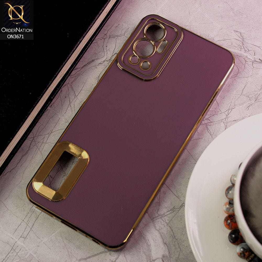 Infinix Hot 12 Cover - Mauve - All New Electroplating Borders With Logo Hole Protective Soft Silicon Case