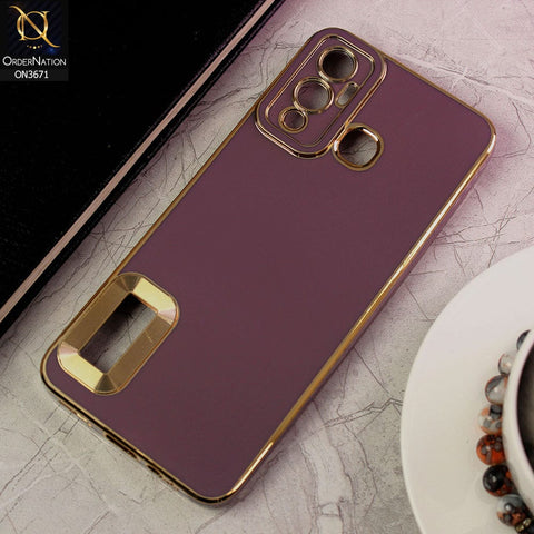 Infinix Hot 12 Play Cover - Mauve - All New Electroplating Borders With Logo Hole Protective Soft Silicon Case
