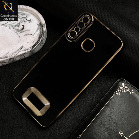 Infinix Hot 8 Cover - Black -  All New Electroplating Borders With Logo Hole Protective Soft Silicon Case