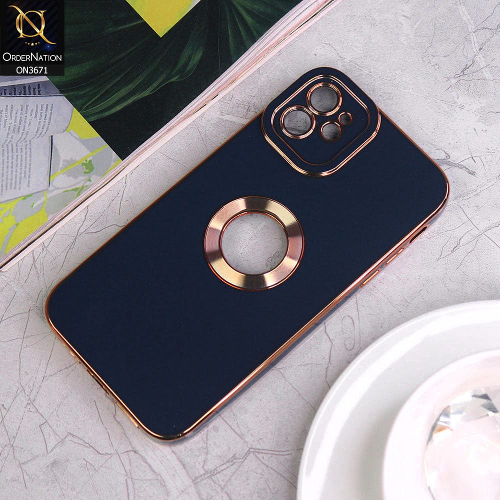 iPhone 11 Cover - Blue - All New Electroplating Borders With Logo Hole Protective Soft Silicon Case
