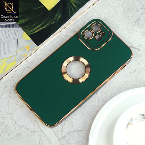 iPhone 11 Cover - Green - All New Electroplating Borders With Logo Hole Protective Soft Silicon Case