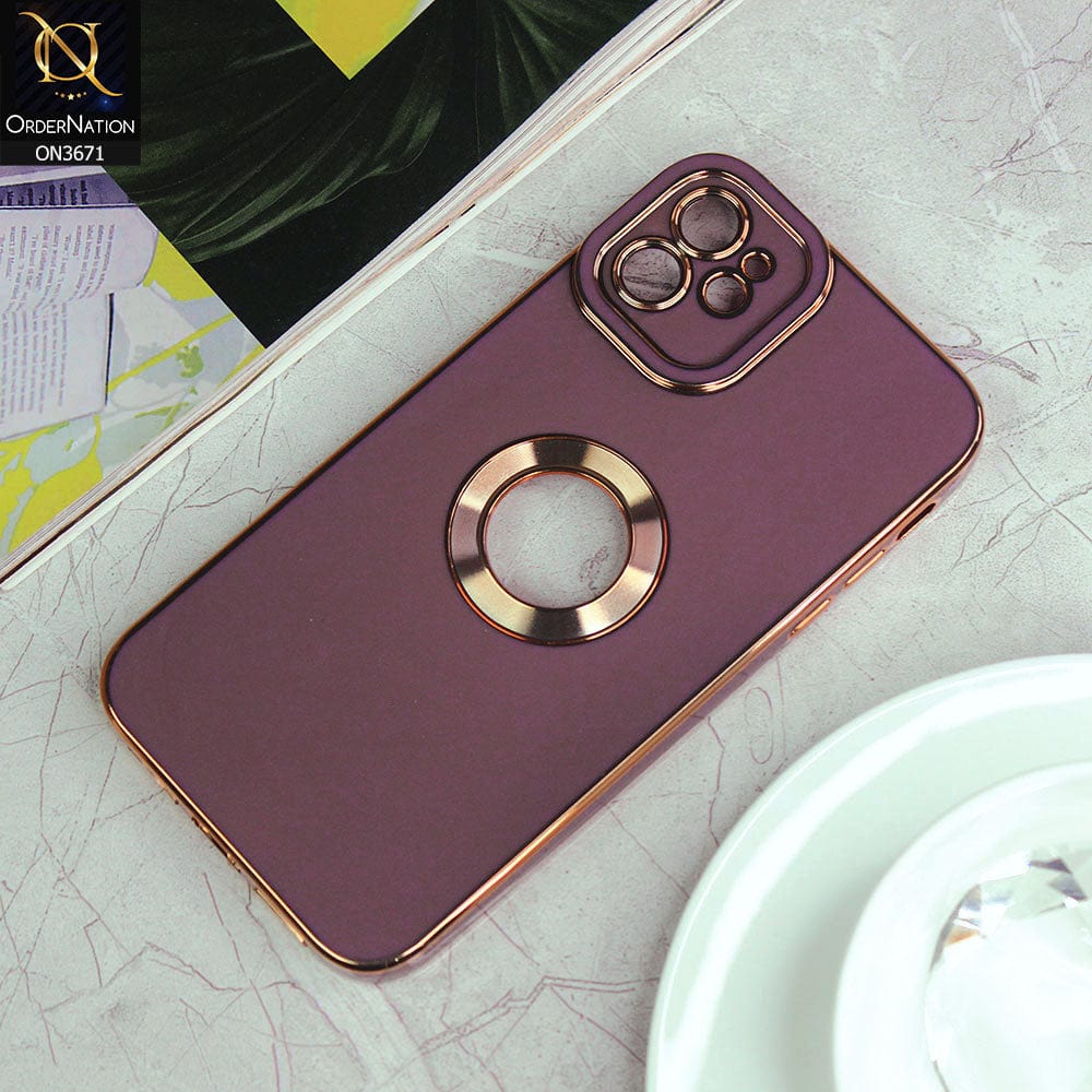 iPhone 11 Cover - Mauve - All New Electroplating Borders With Logo Hole Protective Soft Silicon Case