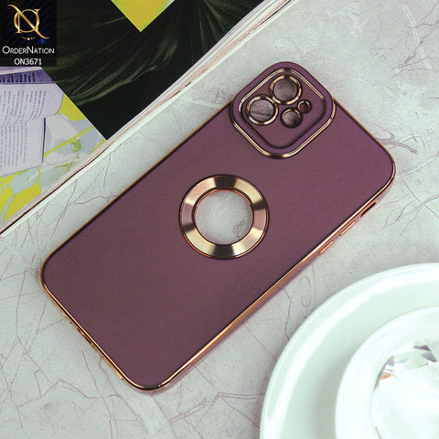 iPhone 11 Cover - Mauve - All New Electroplating Borders With Logo Hole Protective Soft Silicon Case