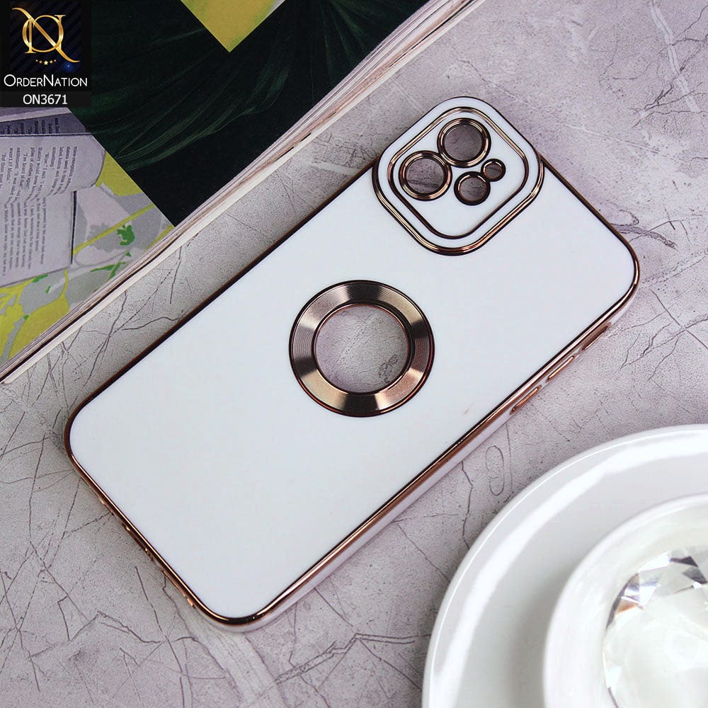 iPhone 11 Cover - White - All New Electroplating Borders With Logo Hole Protective Soft Silicon Case
