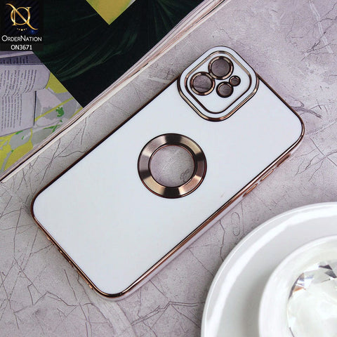 iPhone 11 Cover - White - All New Electroplating Borders With Logo Hole Protective Soft Silicon Case
