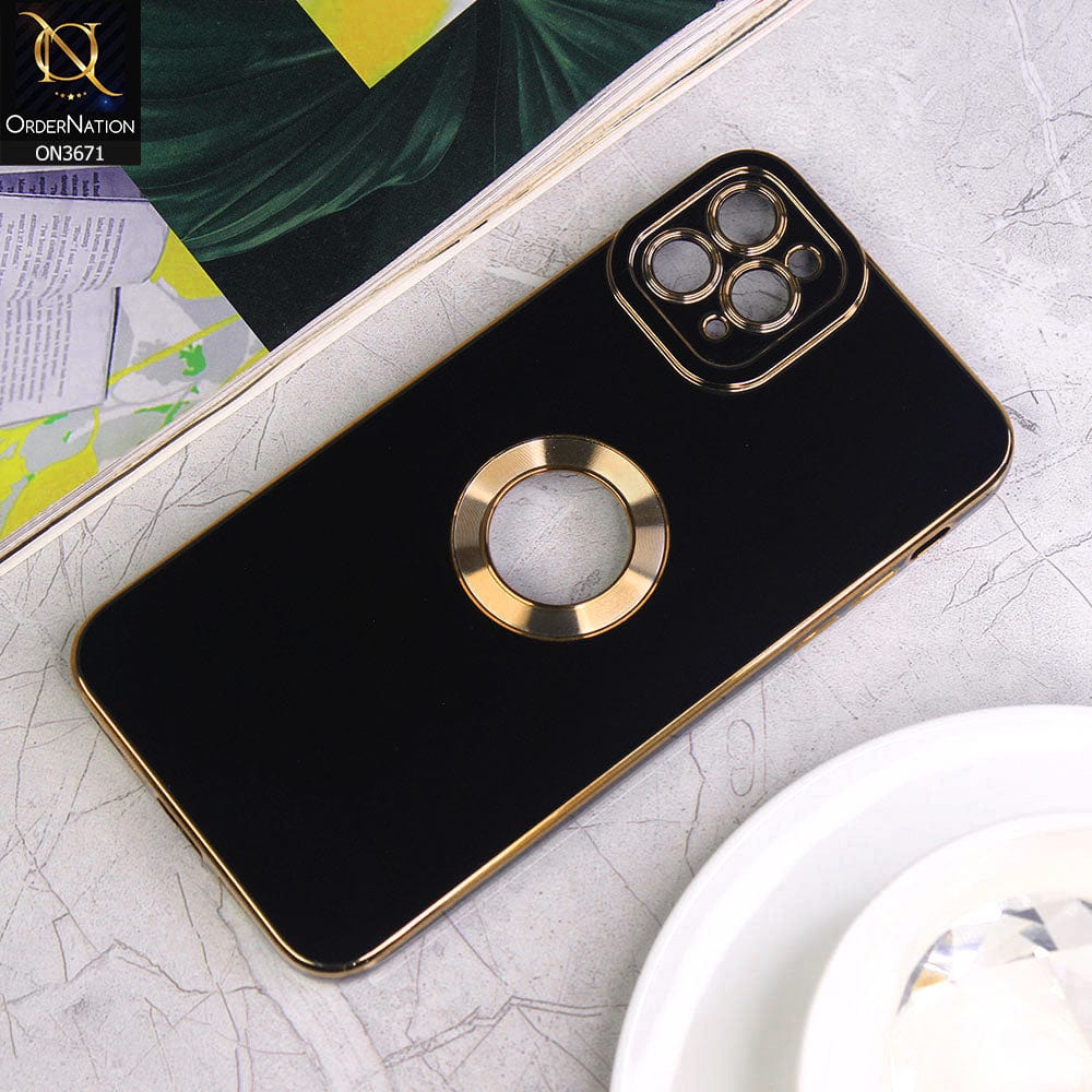 iPhone 11 Pro Max Cover - Black - All New Electroplating Borders With Logo Hole Protective Soft Silicon Case