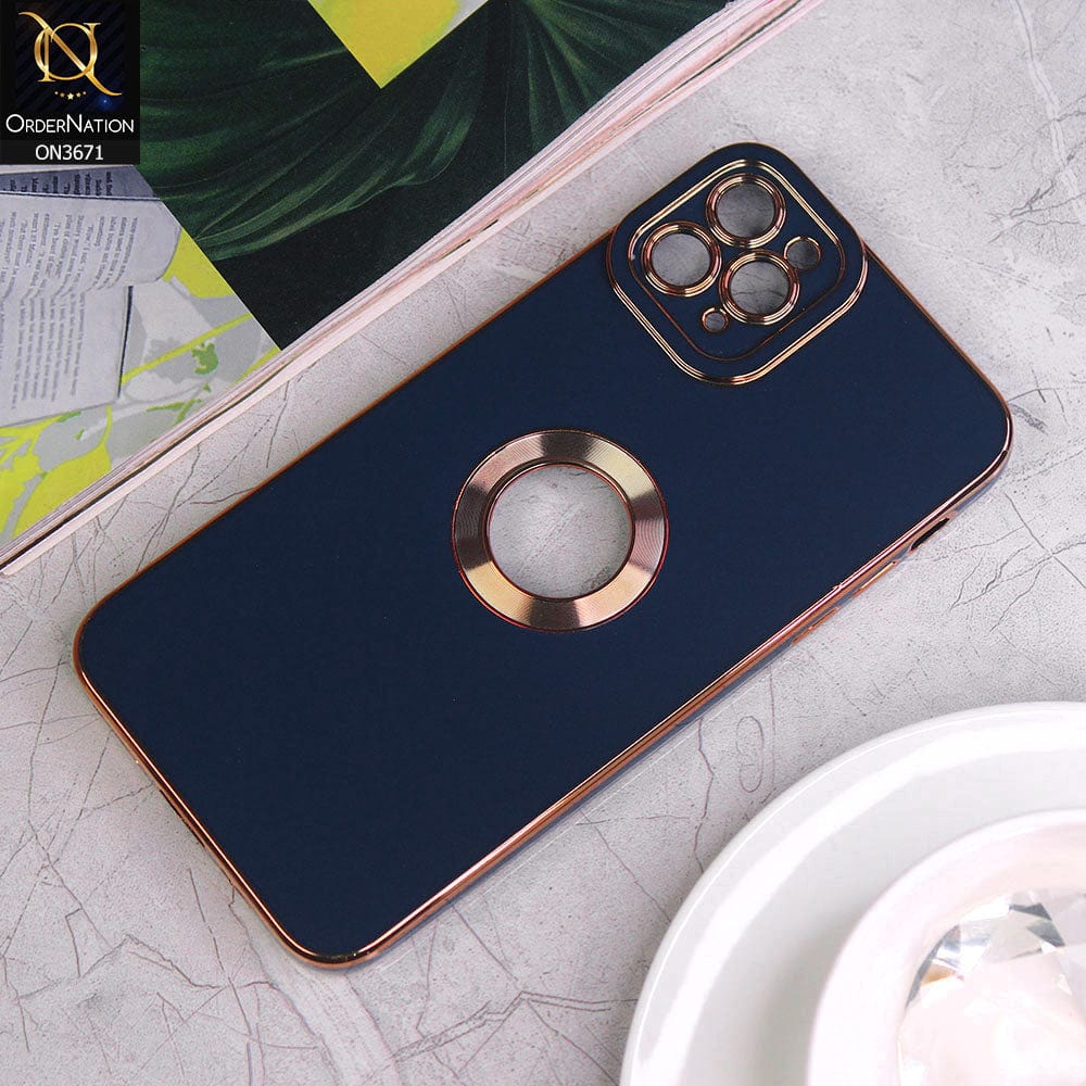 iPhone 11 Pro Max Cover - Blue - All New Electroplating Borders With Logo Hole Protective Soft Silicon Case