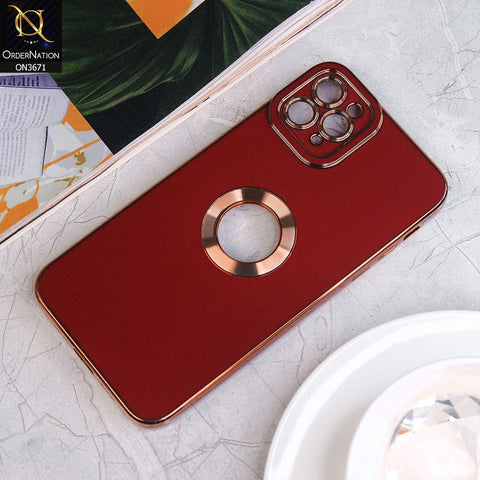 iPhone 11 Pro Max Cover - Maroon - All New Electroplating Borders With Logo Hole Protective Soft Silicon Case
